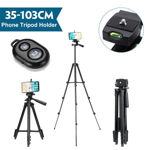 Portable Tripod Camera Stand With Bluetooth Remote Control - DSLR and Mobile Phone
